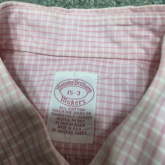 Brooks Brothers Makers Pink Check Button Down Shirt 15-33 All Cotton USA - Picture 4 of 9